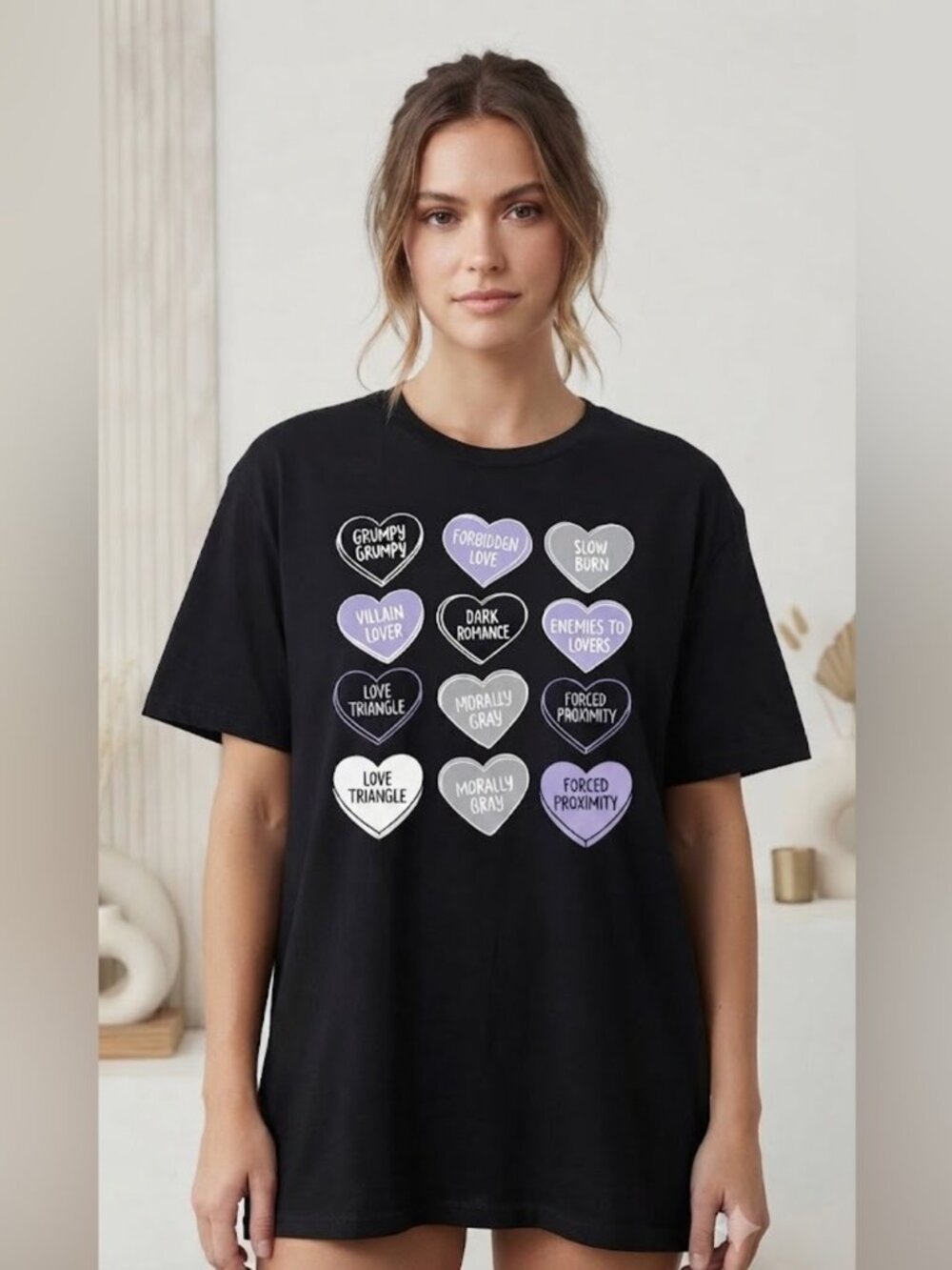 Book Tropes Romance Reader Graphic T Shirt Women's Size S Aesthetic Tee NWT